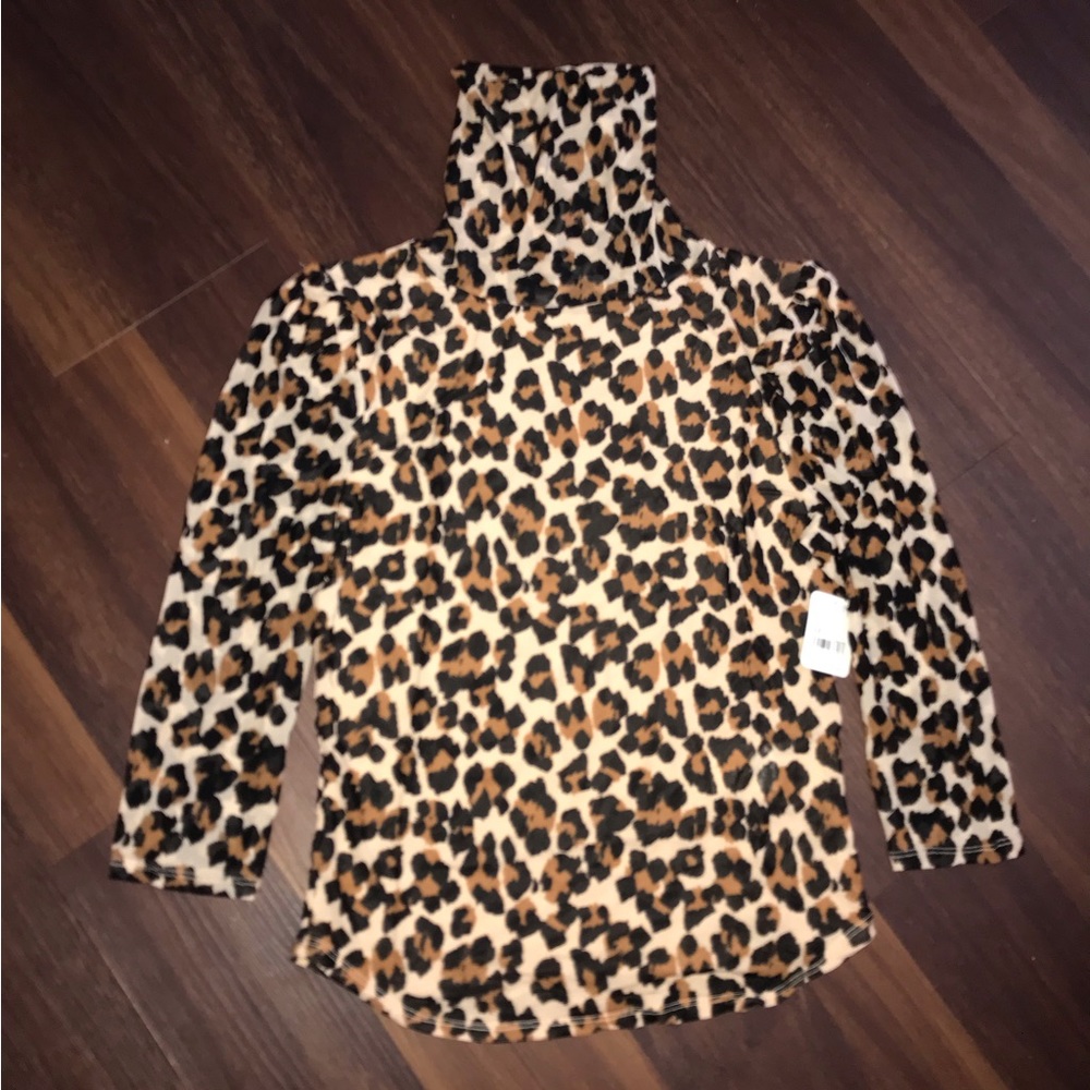 Free People Gather Print Turtleneck In Leopard Combo NWT - Picture 3 of 9